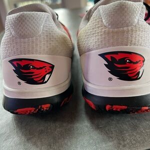 Men's White and Red Athletic Shoes